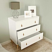 Meka Block Cómoda K-690 (L x An x Al: 48 x 80 x 83,5 cm, Blanco poro, Número de cajones: 3 ud.) | BAUHAUS