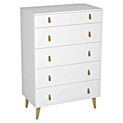 Meka Block Cómoda K-691 (L x An x Al: 48 x 80 x 119 cm, Blanco poro, Número de cajones: 5 ud.) | BAUHAUS