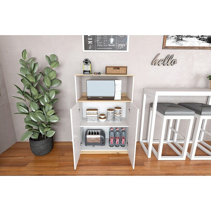 Meka Block Aparador buffet K-1099 (L x An x Al: 40,2 x 80,2 x 124 cm, Blanco/Roble Albar) | BAUHAUS