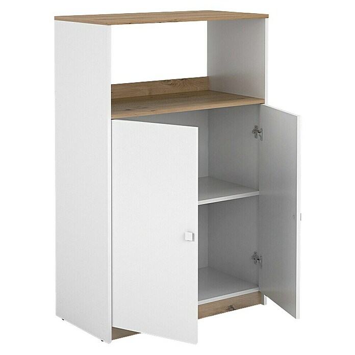 Meka Block Aparador buffet K-1099 (L x An x Al: 40,2 x 80,2 x 124 cm, Blanco/Roble Albar) | BAUHAUS
