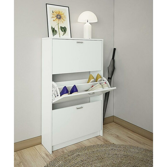 Meka Block Zapatero K-30 (L x An x Al: 25 x 70 x 120 cm, Blanco, Número de compartimentos: 3 ud.) | BAUHAUS