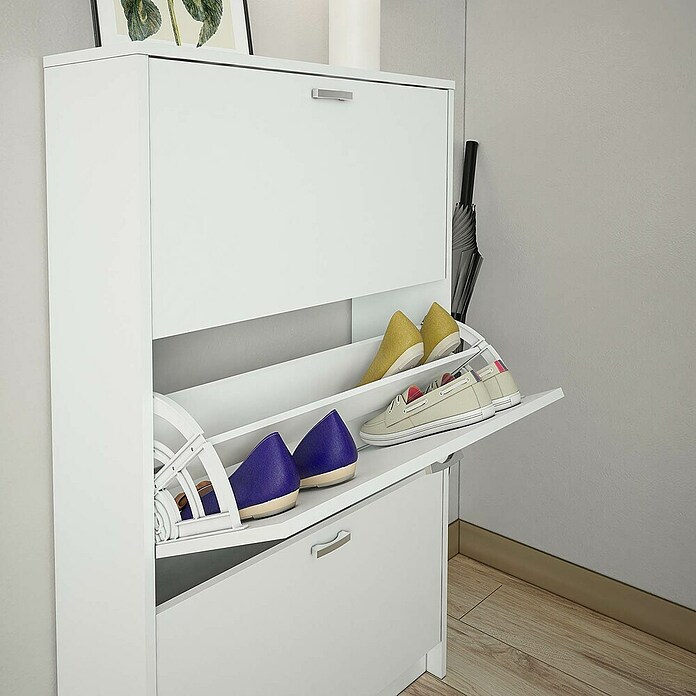 Meka Block Zapatero K-30 (L x An x Al: 25 x 70 x 120 cm, Blanco, Número de compartimentos: 3 ud.) | BAUHAUS