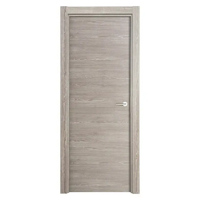 Solid Elements Puerta interior Roble Finlandés - 72,5 x 203 cm, Izquierda, Roble oscuro, Maciza - Elegante puerta de madera gris con vetas finas y un moderno tirador. Ideal para interiores con estilo.