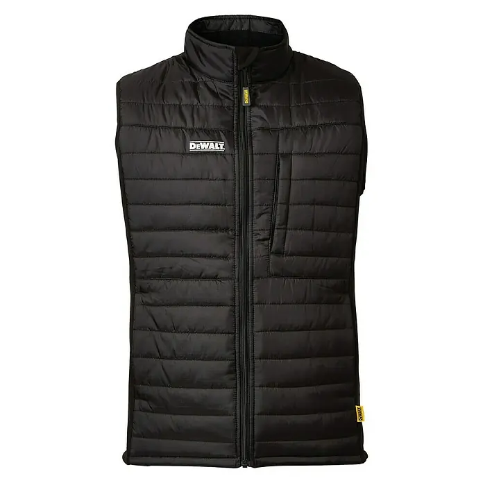 DeWalt Chaleco de trabajo Force - XXL, Negro - Chaleco acolchado negro de DeWalt con cremallera completa y cuello alto. Ideal para el trabajo o el ocio.
