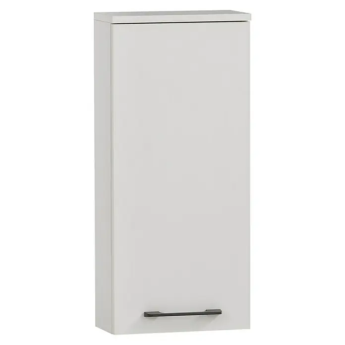 Schildmeyer Maxim Oberschrank - B x T x H: 32,7 x 16,25 x 72,3 cm, Weiß, Matt - Weißer Wandschrank mit horizontalem schwarzem Griff unten.