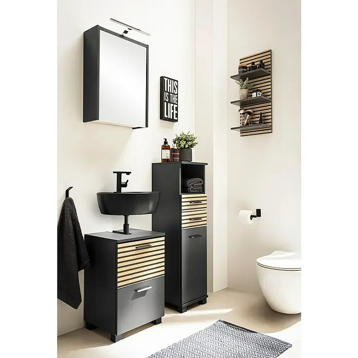 Akoestisch paneel in zwart eikenfineer 2400x520x18 mm