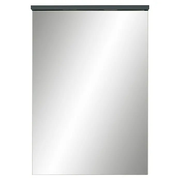 Schildmeyer Jesper LED-Spiegelschrank - B x H: 50,4 x 72,3 cm, Holz, Nachtblau - Rechteckiger Spiegel mit einem dunkelgrauen oberen Rahmen.