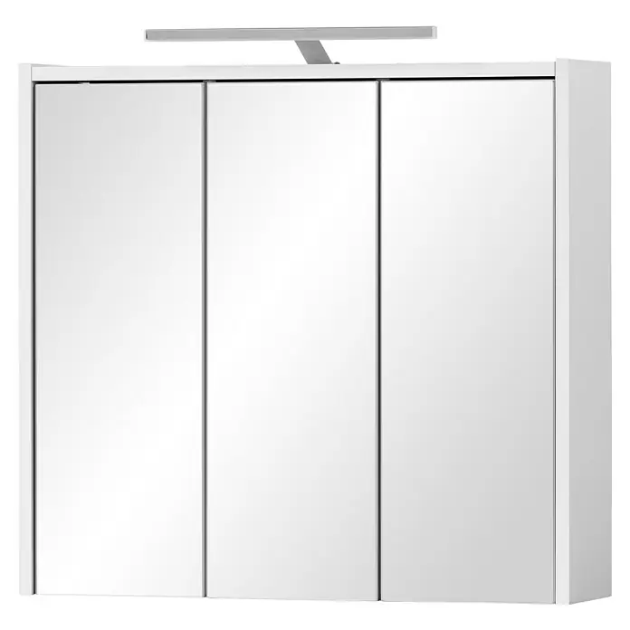 Schildmeyer LED-Spiegelschrank Flag/Dex - B x H: 65 x 64 cm, Holz, Weiß Matt - Weißer Spiegelschrank mit drei Spiegeltüren und integrierter LED-Beleuchtung.