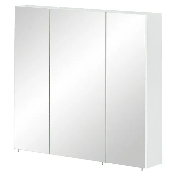 Schildmeyer Spiegelschrank Basic - B x H: 70 x 70,7 cm, Holz - Weißer Kleiderschrank mit drei Spiegeltüren und kurzen Metallfüßen.