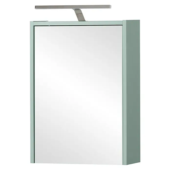 Schildmeyer LED-Spiegelschrank Carlos/Flag - B x H: 43,5 x 64 cm, Holz, Pistazie - Hellgrüner Spiegelschrank mit integrierter oben angebrachter Beleuchtung.