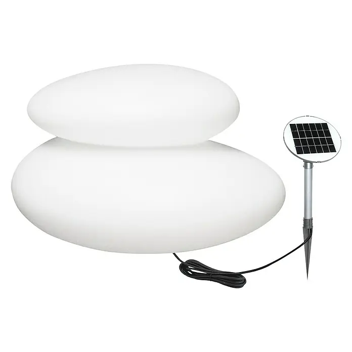 8 Seasons Design Shining LED-Solar-Dekoleuchte Stone XL - Weiß, L x B x H: 55 x 69 x 40 cm - Stehleuchte in Form von zwei Steinen mit Solarladung. Ideal für den Garten oder die Terrasse.