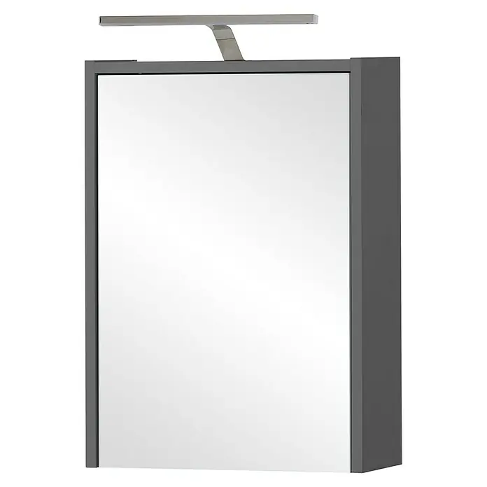 Schildmeyer LED-Spiegelschrank Carlos/Flag - B x H: 43,5 x 64 cm, Holz, Anthrazit - Grauer Badspiegelschrank mit integrierter LED-Beleuchtung.