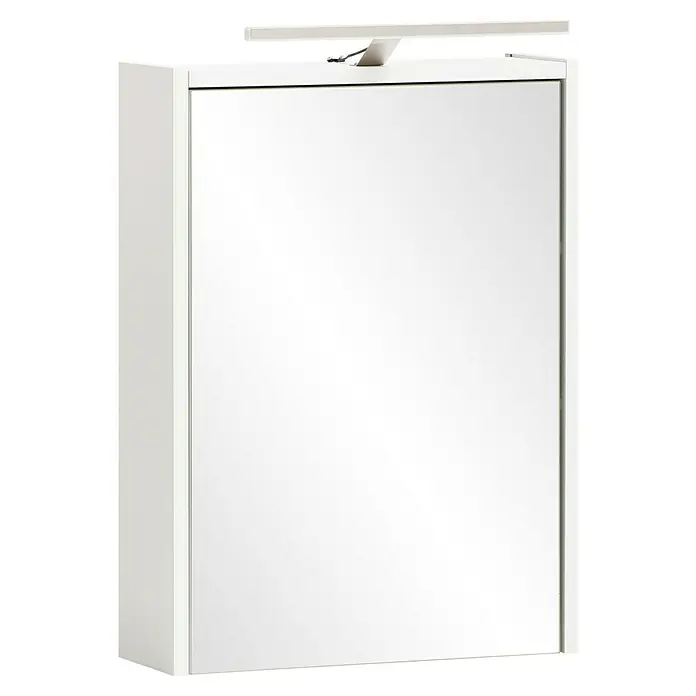 Schildmeyer LED-Spiegelschrank Katta/Flag - B x H: 43,5 x 64 cm, Holz, Weiß Matt - Weißer Spiegelschrank für das Bad mit integrierter LED-Beleuchtung.