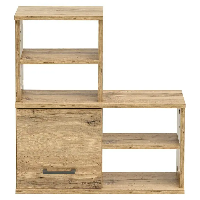 Schildmeyer Nora  Badregal - L x B x H: 20,5 x 59,8 x 64,8 cm - Regal aus hellem Holz mit offenen Fächern und einem geschlossenen Schrank mit Griff.