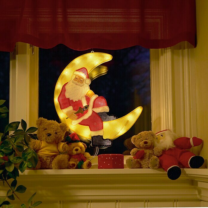 Konstsmide LED-Weihnachtsleuchte Weihnachtsmann im Mond (Innen, 20-flammig, B x H: 36 x 39 cm, 1,36 W, Warmweiß)