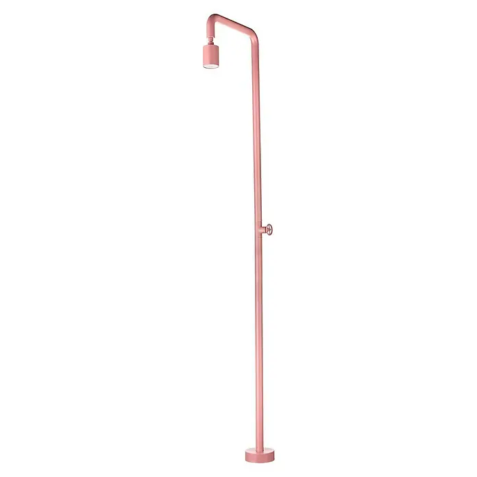 Imex Poolimex Ducha de piscina Pool - 235 cm, Acero inoxidable, Rosa coral - Ducha de pie rosa con regulador y base redonda, diseño minimalista para un baño moderno.