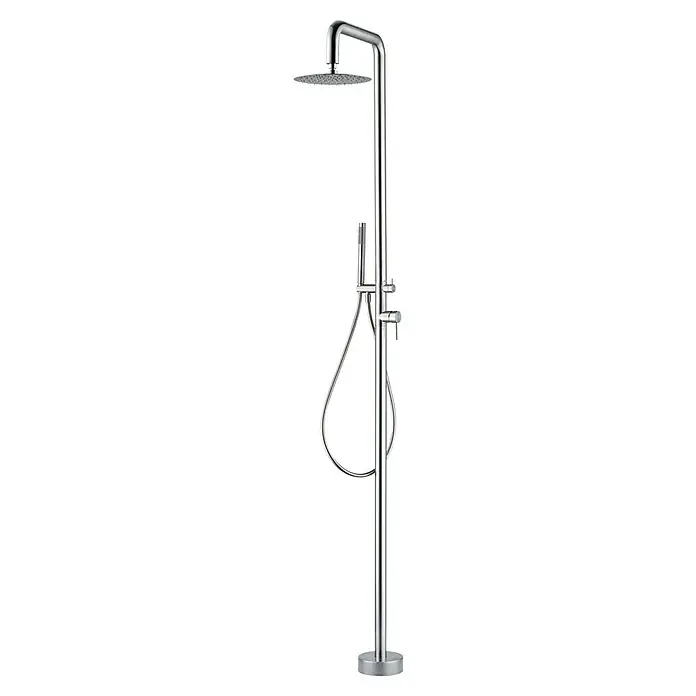 Imex Poolimex Ducha de piscina Florida - 222 cm, Acero inoxidable, Cromo - Grifo de ducha independiente con rociador y ducha de mano. Diseño cromado moderno para una experiencia de ducha de lujo.