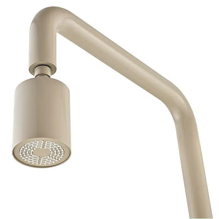 Imex Poolimex Ducha de piscina Pool - 235 cm, Acero inoxidable, Moka - Primer plano de un elegante cabezal de ducha beige con un diseño moderno y líneas limpias. Ideal para una experiencia de baño lujosa.