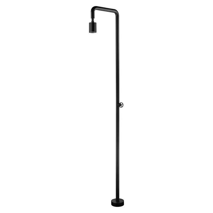 Imex Poolimex Ducha de piscina Pool - 235 cm, Acero inoxidable, Negro mate - Ducha de pie negra con diseño minimalista para uso exterior, ideal para jardines y terrazas modernos.