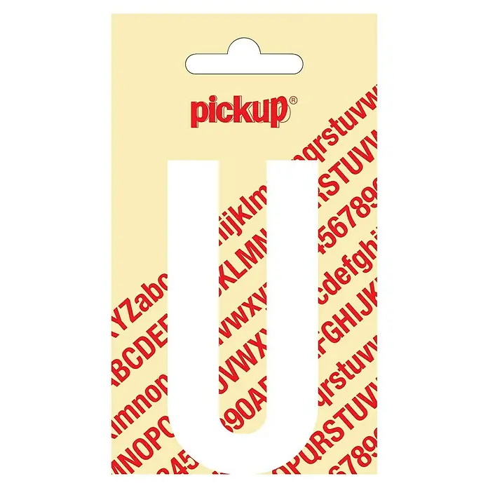 Pickup Aufkleber - Motiv: U, Weiß, Höhe: 90 mm - Abziehbilderbogen mit Buchstaben und Zahlen von Pickup, ideal für Beschriftungen und kreative Projekte.