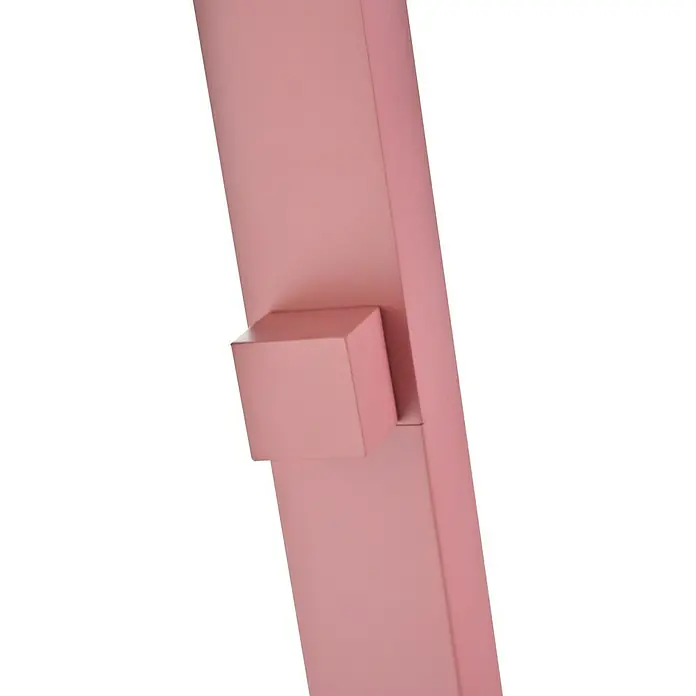 Imex Poolimex Ducha de piscina Niagara - 218 cm, Acero inoxidable, Rosa coral - Primer plano de un mueble moderno rosa con un detalle cúbico, destacando su diseño y estética minimalista.