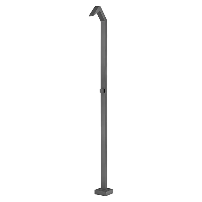 Imex Poolimex Ducha de piscina Niagara - 218 cm, Acero inoxidable, Gris cobalto - Una ducha exterior gris moderna con un diseño minimalista y un cabezal de ducha rectangular, ideal para un jardín o patio.