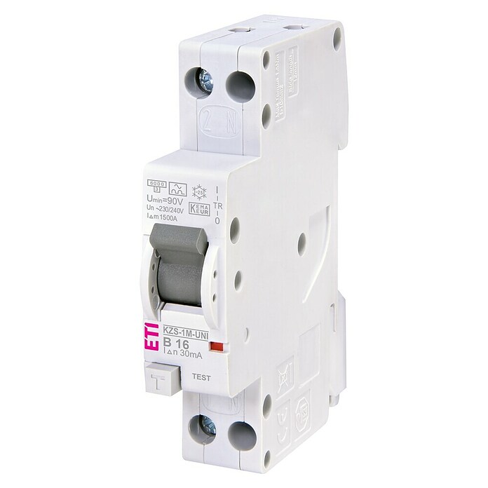 ETI Aardlekautomaat KZS-1M UNI (16 A, Nominale foutstroom: 30 mA, 1) | BAUHAUS
