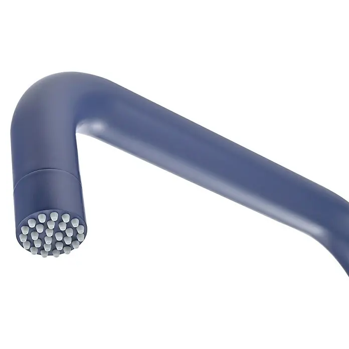 Imex Poolimex Ducha de piscina Utah - 236 cm, Acero inoxidable, Azul océano - En la imagen se muestra un cabezal de ducha azul con pequeñas boquillas blancas para una experiencia relajante. Su diseño moderno eleva cualquier baño.