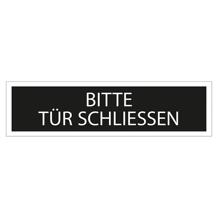 Pickup Aufkleber - Motiv: Bitte Tür schließen, Schwarz/Weiß, L x B: 165 x 44 mm - Schild mit der Aufschrift "Bitte Tür schließen". Der Text ist in weißer Schrift auf einem schwarzen Hintergrund dargestellt.