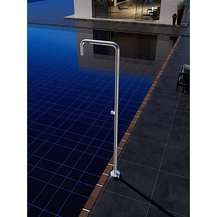 Imex Poolimex Ducha de piscina Utah - 236 cm, Acero inoxidable, Cromo - Ducha de piscina moderna de acero inoxidable junto al borde de la piscina. Perfecta para refrescarse rápidamente después de nadar. Diseño atemporal.