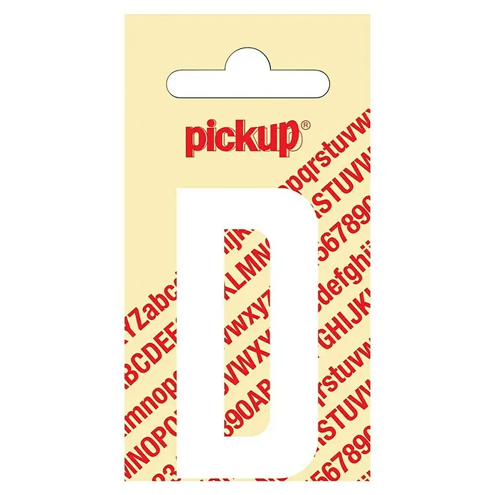 Pickup Aufkleber - Motiv: D, Weiß, Höhe: 60 mm - Aufkleberbuchstabe "D" von Pickup, ideal zum Beschriften und Dekorieren. Ein vielseitiges Zubehör für kreative Projekte und zur Kennzeichnung.