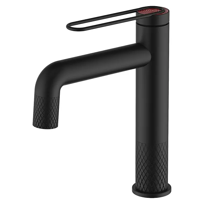 Camargue Grifo de lavabo Osaka - Negro, Mate - Elegante grifo negro con un diseño moderno, perfecto para cualquier baño. La superficie tiene un acabado mate y elegante.