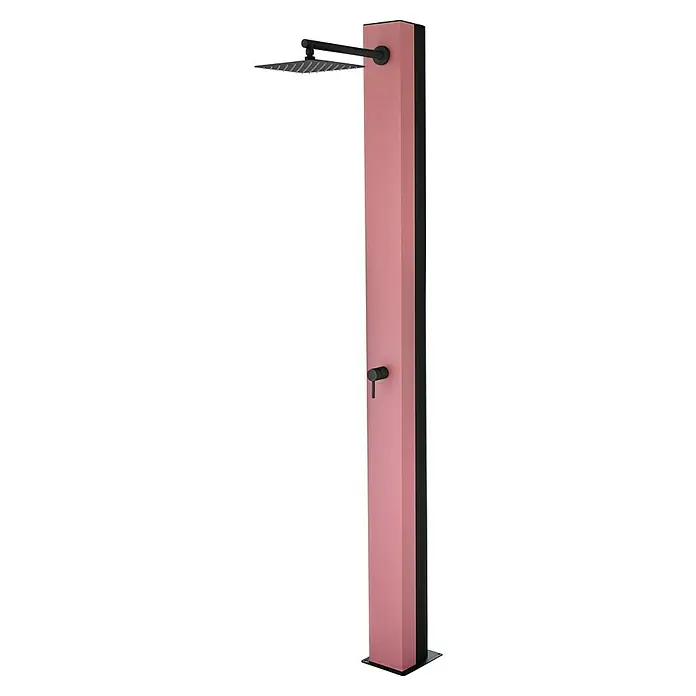 Imex Poolimex Ducha de piscina Phoenix - 222 cm, Aluminio, Rosa coral - Ducha exterior rosa con cabezal y grifo negros elegantes. Un complemento moderno y estiloso para cualquier jardín o piscina.
