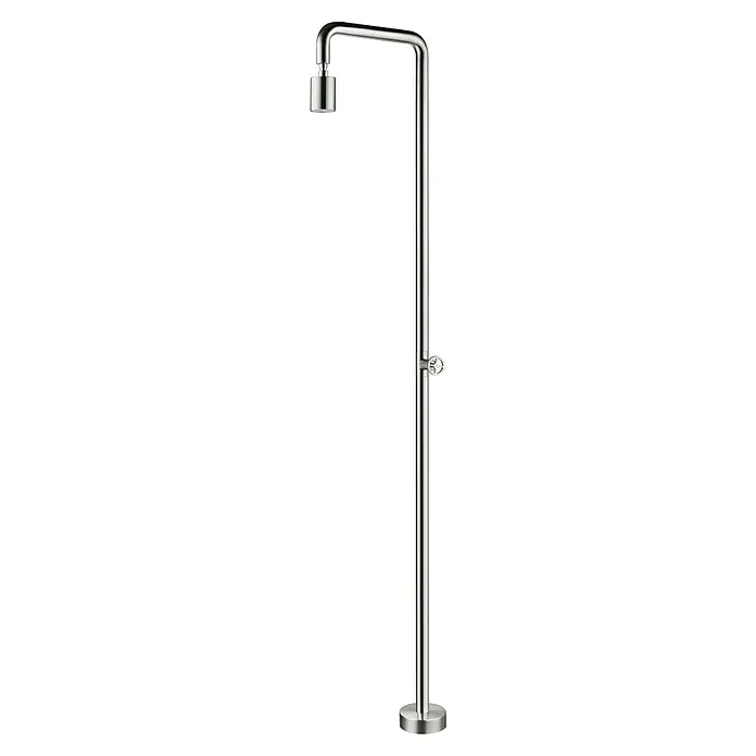 Imex Poolimex Ducha de piscina Pool - 235 cm, Acero inoxidable, Cromo - Columna de ducha exenta de acero inoxidable con cabezal redondo y pomo para el control del flujo de agua.