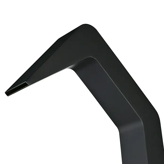 Imex Poolimex Ducha de piscina Niagara - 218 cm, Acero inoxidable, Negro mate - Primer plano de un grifo negro moderno con un diseño elegante. Perfecto para cualquier baño.
