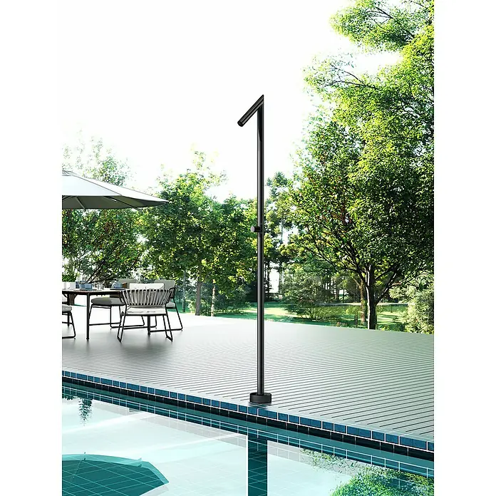 Imex Poolimex Ducha de piscina Oklahoma - 201 cm, Acero inoxidable, Negro mate - Moderna área de piscina con una elegante ducha de piscina negra, un complemento perfecto para el diseño del jardín.