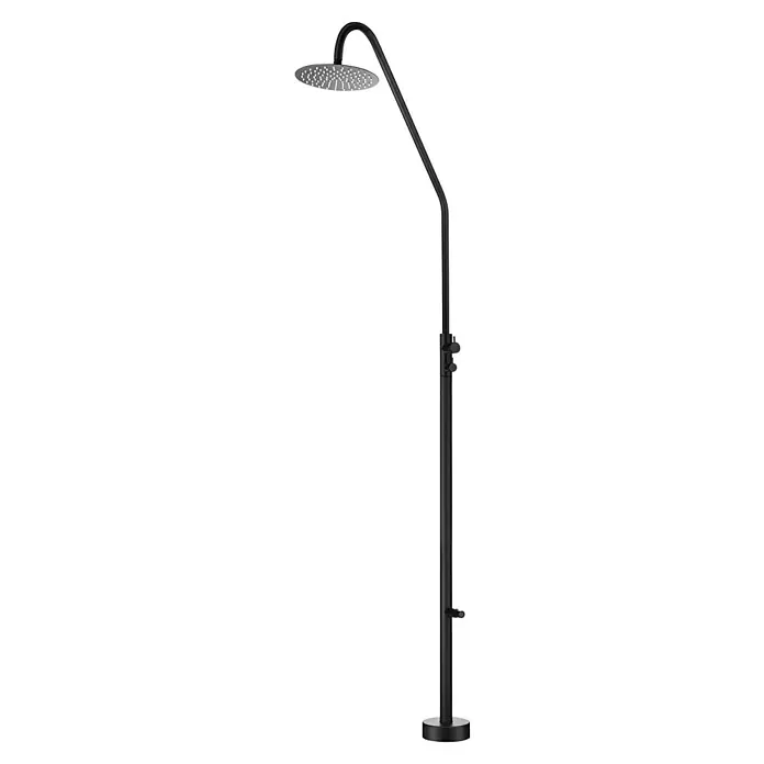 Imex Poolimex Ducha de piscina Dakota - 232 cm, Acero inoxidable, Negro mate - Un elegante panel de ducha negro independiente que combina elegancia y funcionalidad para cualquier baño, perfecto para una experiencia de ducha moderna.