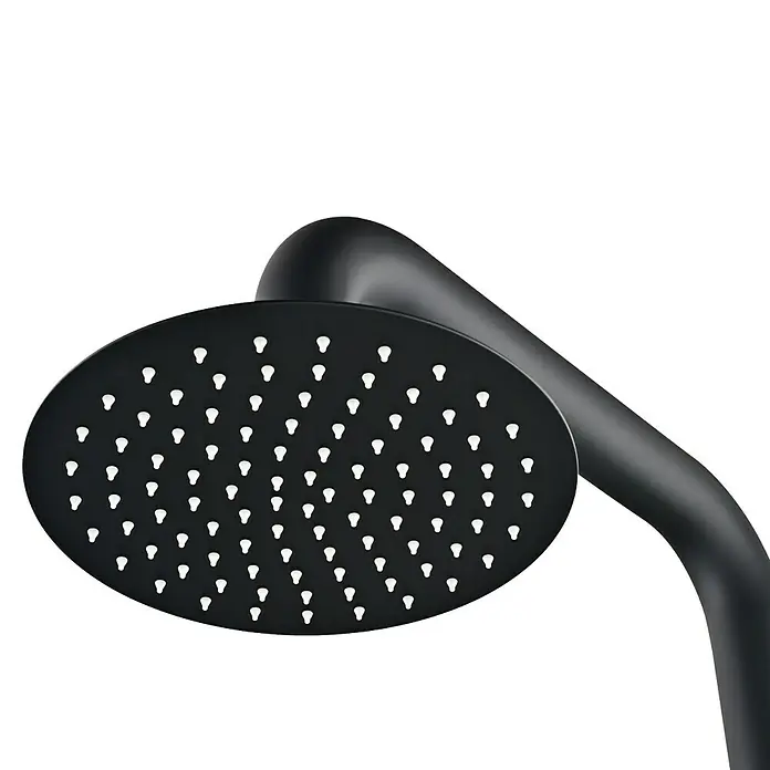 Imex Poolimex Ducha de piscina Michigan - 240 cm, Acero inoxidable, Negro mate - Cabezal de ducha negro con diseño redondo y numerosos pequeños chorros para una experiencia relajante. Elegante y moderno.