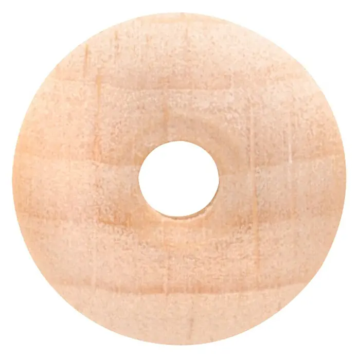 Glorex Rohholzkugel - 15 mm, 18 Stk. - Holzperle mit Loch in der Mitte. Die Perle ist hellbraun und hat eine natürliche Holzmaserung, ideal für Bastelarbeiten.