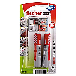 Fischer Duopower Set de tacos (Diámetro taco: 14 mm, Longitud taco: 70 mm, 2 ud., Nylon)