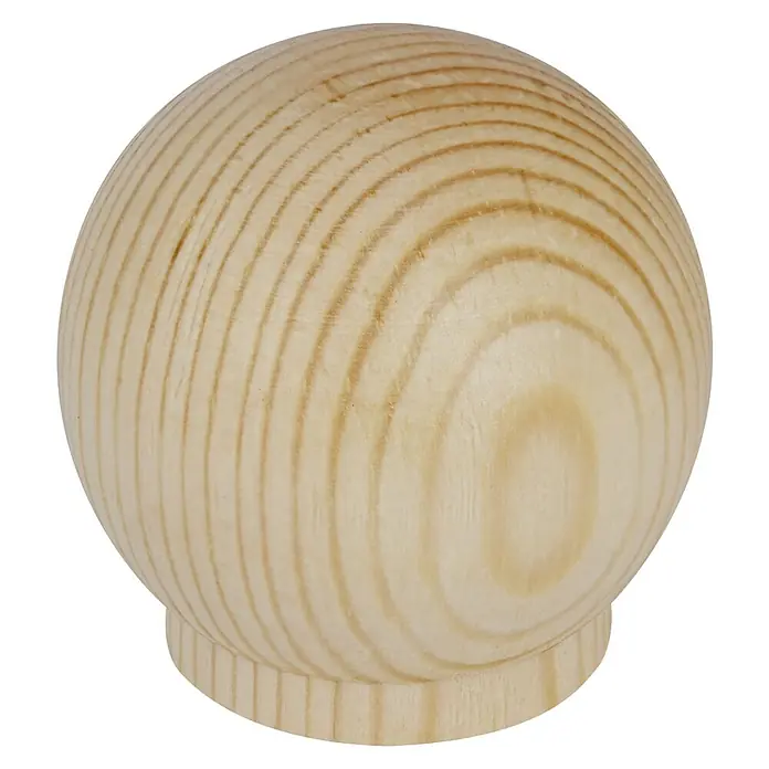 Walteco Möbelknopf Ball - Durchmesser: 38 mm, Holz, Holz-Optik - Hölzerner Knauf mit flachem Boden und natürlicher Maserung.