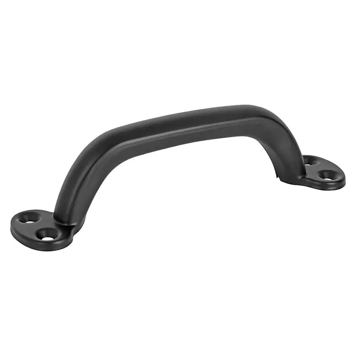 Walteco Möbelgriff Toro - Lochabstand: 128 mm, Sonstige, Schwarz poliert - Schwarzer gewölbter Griff mit zwei Montageplatten, je mit zwei Schraubenlöchern.
