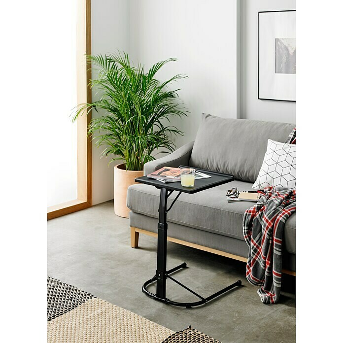 Mesa plegable para laptop de altura ajustable, mesa de bandeja de TV para  comer en el sofá, mesa auxiliar cuadrada en forma de C para espacios