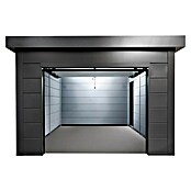 Telluria Garage Classico 3654G inkl. Elektro-Set und Innenwandverkleidung (Außenmaß inkl. Dachüberstand (B x T): 388 x 568 cm, Stahl, Weiß, Elektro-Set) | BAUHAUS