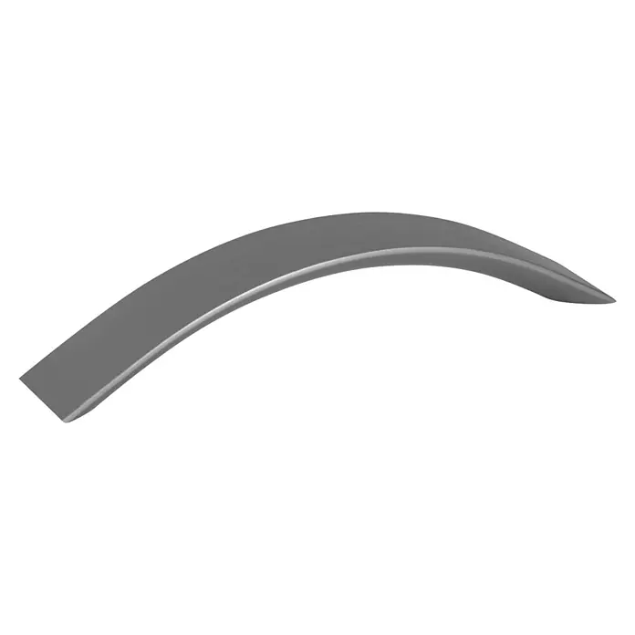 Walteco Möbelgriff Centola - Lochabstand: 128 mm, Aluminium, Edelstahl-Optik - Gebogener, gebürsteter grauer Metallgriff für Möbel.