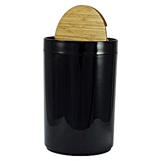 Cubo de basura de baño Darwin (5 l, Plástico, Negro/Bambú)