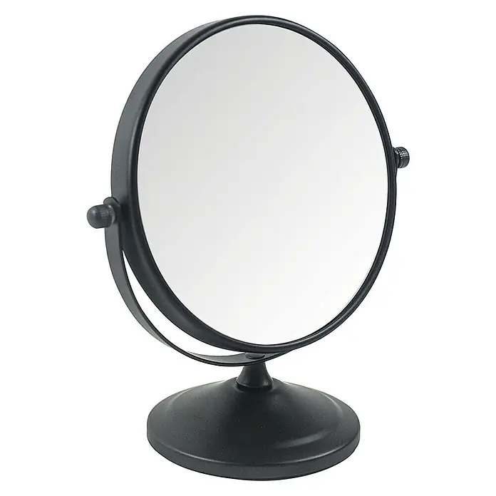 Deblanch Espejo cosmético - 15 x 15 cm, Redonda, Negro, Aumento 1: 700 % - Elegante espejo de mesa redondo negro con un diseño moderno, perfecto para la rutina de belleza diaria y para añadir un toque de estilo.