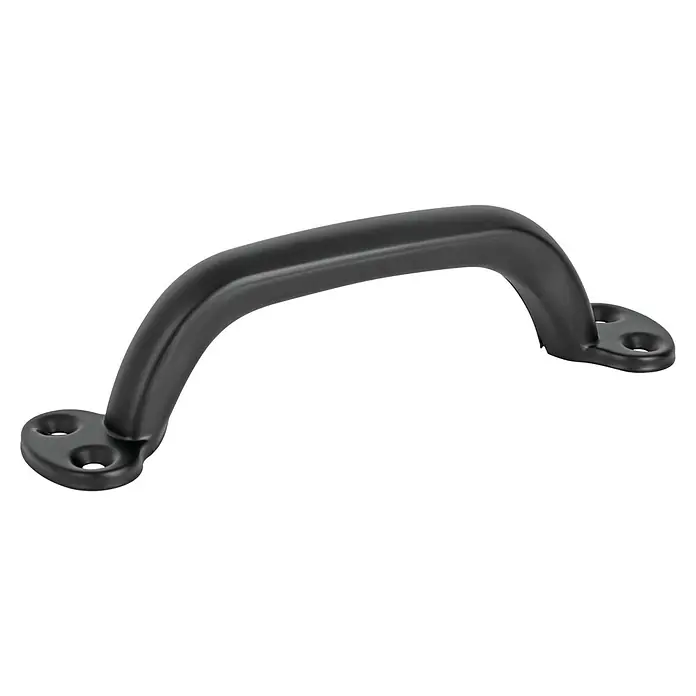Walteco Möbelgriff Toro - Lochabstand: 128 mm, Sonstige, Schwarz poliert - Schwarzer Kunststoff-Bügelgriff mit zwei ovalen Montageplatten und Schraublöchern.