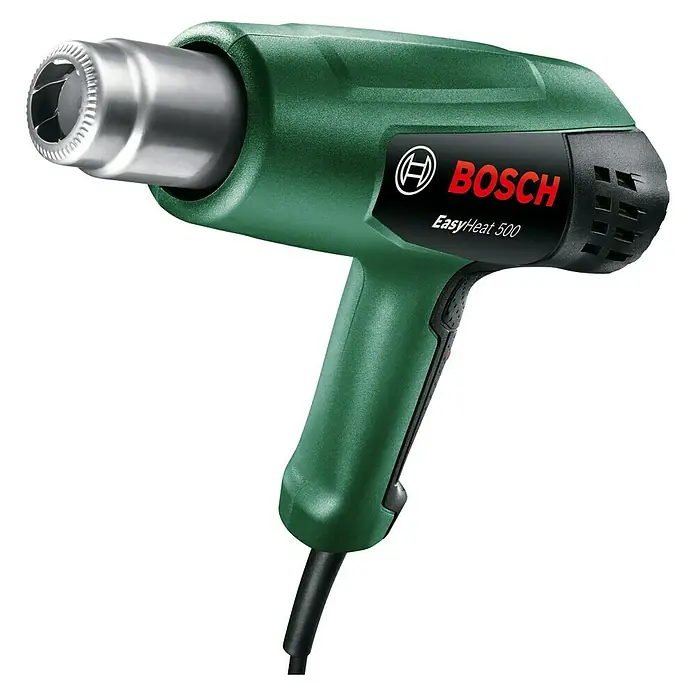 Bosch Heißluftgebläse EasyHeat 500 - 1.600 W, Temperaturbereich: 300 °C - 500 °C - Heißluftpistole Bosch EasyHeat 500, ein praktisches Werkzeug für verschiedene Anwendungen im Haushalt und der Werkstatt.