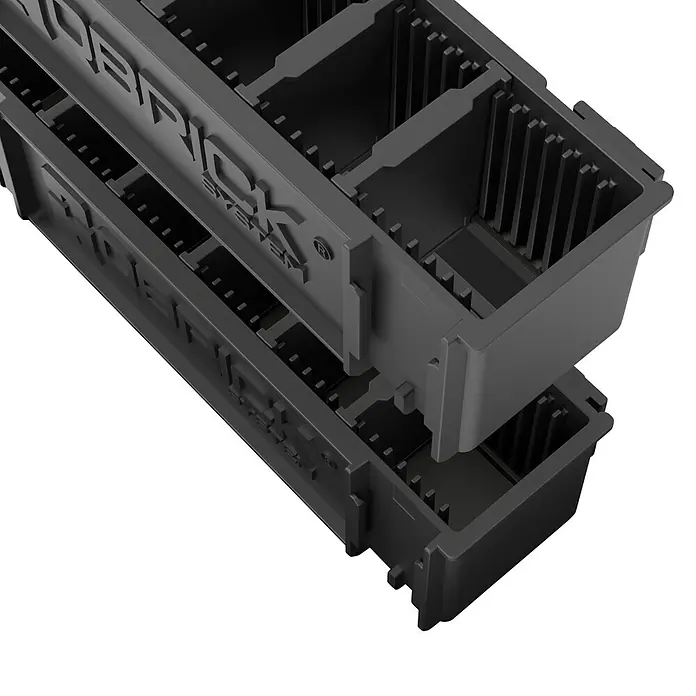 Qbrick System Kleinteileeinsatz - L x B x H: 27,5 x 8,5 x 7 cm, Polypropylen - Dunkelgrauer MODUBRICK SYSTEM Modul-Organizer, stapelbar mit internen Trennwänden für Kleinteile.